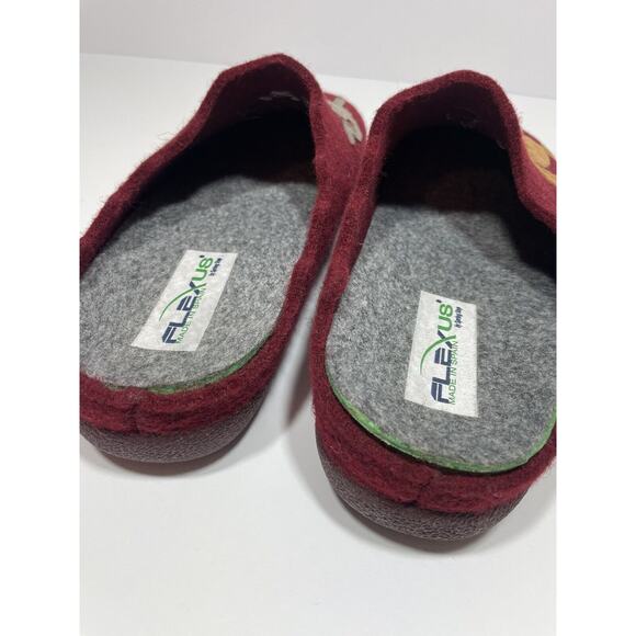Flexus Women’s US 7.5-8 UK 38 Slide Slippers Pet Love Dogs Cats Maroon Red - Picture 7 of 10